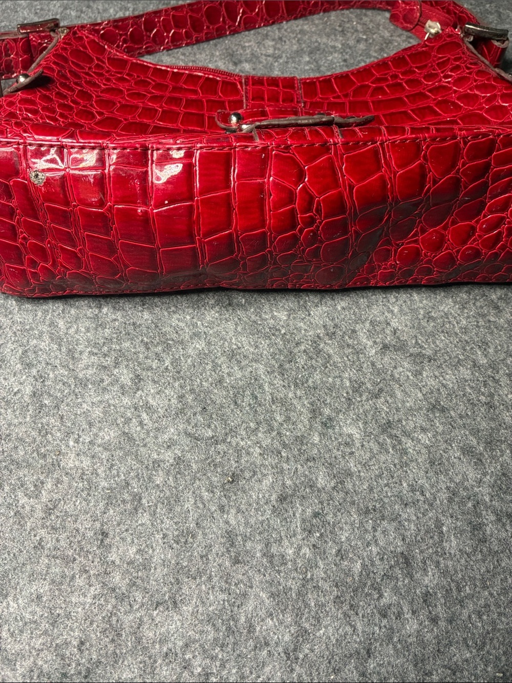 New York & Company Red Croc-Embossed Shoulder Bag with Buckle Accent - Picture 3 of 6